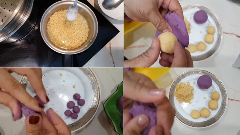 Cách làm bánh trôi nước khoai lang tím nhân đậu xanh thơm mềm, lạ miệng