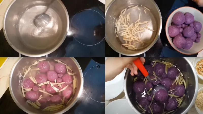 Cách làm bánh trôi nước khoai lang tím nhân đậu xanh thơm mềm, lạ miệng