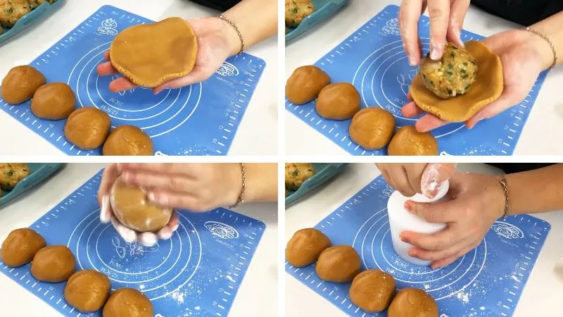 Cách làm bánh trung thu nhân dừa hành jambon cho đêm trăng