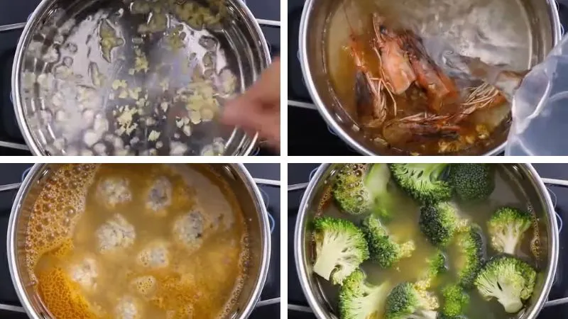 Cách làm canh súp lơ nấu tôm viên hạt sen cực đưa cơm