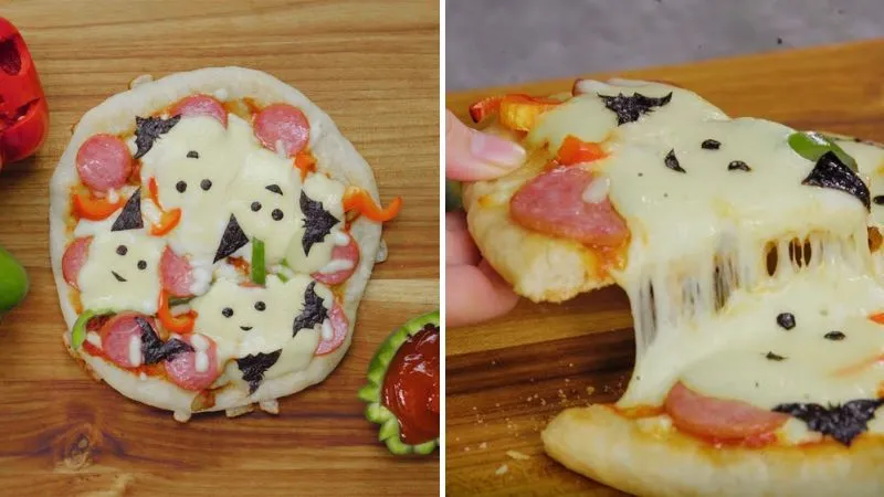 Cách làm pizza Halloween không cần lò nướng, cực bắt vị